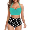 Dames badmode 2023 stijl dames mode tweedelig zwempak tie-dye open rug strapless top split bikini dames ondergoed polka dot slipje