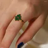 Ringos de cluster uworld jóias delicadas 18k marinho de ouro fino zircão anel de dedo anel inoxidável verde cz anilos ajustables para muj