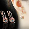 Hoop Earrings 2023 Minimalist Rhinestones Ball For Women Gold Color Geometrical Elegant Wedding Vintage Jewellery