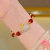 Bracelet de style chinois antique, imitation de verre d'agate rouge, bijoux pour femmes, vente en gros