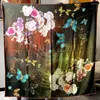 Scarves High-end Elegant Women's Fashion Butterfly Flower Double-sided Print Quality Silk Wool Hand Rolled Edge Large Square Scarf Shawl