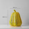 Decorative Objects Figurines Wave Point Art Yellow Pumpkin Ornament Animal Simulation Resin Ornament Nordic Creative Living Room Tv Cabinet Soft Decoration 23012