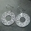 Boucles d'oreilles pendantes en argent thaïlandais rétro rond brossé goutte S925 Sterling exagéré femme bijoux filles de 18 ans