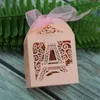 Papel de regalo 50 piezas Torre Eiffel Corte láser Favores de boda y caja Dulces Baby Shower Decoración Suministros para fiestas