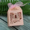 Opakowanie prezentów 50pcs Eiffel Tower Laser Cut Favours i pudełko cukierki Baby Shower Dekoracje przyjęcia