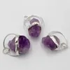 Pendanthalsband 5st Silverguldpläterad naturlig Amethyst Point Purple Oregelbundet kluster Geode Druzy Crystal Quartz Healing Stone