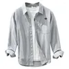 Mäns avslappnade skjortor 2176 Spring Fashion Men's Japan Style Basic Shirt Långärmad lapel Bluar Youth Single Breasted Cotton Simple Tops