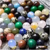 Stone 10mm rund boll reiki naturliga tumlade stenar polering rock kvarts yoga energi pärla för chakra helande dekoration drop leverera dhfqz