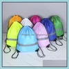 Storage Bags Dstring Backpack Bag With Reflective Strip Cinch Sack For School Yoga Sport Gym Traveling Sn4678 Drop Delivery Home Gar Dhd4S