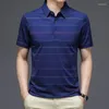 T-shirt da uomo CASUMANL Camicia da uomo moda coreana Estate Stampa a righe T-shirt manica corta Top Smart Casual Colletto rovesciato