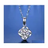 Pendanthalsband Trendiga S925 Sterling Sier 1CT D Color VVS1 Moissanite Clover Necklace For Women Plated White Gold GRA Diamond Drop DH1DJ