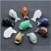 Stone 1 Inch Little Dolphin Carved Rose Quartz Carving Crystal Healing Decoration Animal Ornaments Moss Microlandschaft Crafts Drop Dhfho