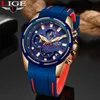 Armbandsur Lige Fashion Mens Watches Top Multi-Function Dial Sports Watch Men Date Waterproof Quartz Clock Relogio Masculino