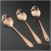 Spoons Stainless Steel Skl Shape Coffee Spoon Kitchen Supplies Long Handle Teaspoon Drink Tableware Accessories Drop Delivery Home G Dhyb9