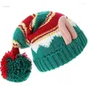 Berets Christmas Beanie Hat Party Warm Skull Pompoms Skullies Bonnet Adult/Kid Knit DXAA