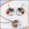 Earrings Necklace Est Fashion Jewelry Set Life Of Tree Natural Stone Pendant Stud Elegant Gifts For Women Drop Delivery Sets Otsc7