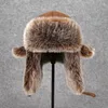 Berretti di cappelli da pelliccia calda super densa per uomini 2023 taglie da bombardiere USHANKA TAPPER PROTEZIONE DEL CAPPEGGI