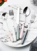 Dinnerware Sets Nordic Set Reusable Utensils Metal Knife And Fork Stainless Steel Sztucce Zestaw Kitchen Supplies BK50CJ