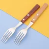 Dinnerware Sets 2Pcs Wood Handle Cutlery Set 304 Stainless Steel Travel Fork Spoon Tableware With Storage Bag Kitchen Silverware