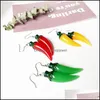 Charm Green Red Pepper For Women Harts Funny Food Vegetable Jewelry Unique Party Drop Earrings Birthday Present Leverans Otdvd