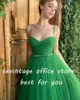 パーティードレスセビンテージエレガントな緑のチュールプロムの恋人スパゲッティストラップAライン - 長さのイブニングドレスショートウェディングドレス