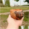 Tazze Kuksa Tazza di legno intagliata a mano Guksi Animali Testa Immagine Tazza Forma di animale Cam portatile Bere Goccia Consegna Casa Giardino Cucina Dh3Cw