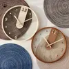 Wall Clocks Japanese Style Round Transparent Clock Wooden Glass Quiet Hanging Watches Living Room Restaurant Kitchen Home