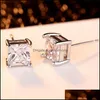 Stud Fashion Square Cz Zircon Boucles D'oreilles Pour Les Femmes 5Mm8Mm Petit Sier Rose Couleur Boucle D'oreille Minimaliste Conception Partie Bijoux Drop Delivery Otvil