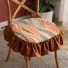 Pillow Velvet Ruffle S For Dining Room Home Decor Chair Seat Pad Luxury Removable Moroco Ethnic El Anti Slip