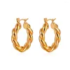 Hoop Ohrringe BOAKO 25mm Metall Twist Kleine Gold Farbe Schmuck Edelstahl Mode Chic Trendy Täglichen Zubehör Frauen 2023