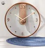 Wall Clocks Japanese Style Round Transparent Clock Wooden Glass Quiet Hanging Watches Living Room Restaurant Kitchen Home