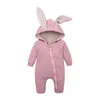 Söt barn djurkunny baby påsk romper lång öron kanin hoodie romper jumpsuit med blixtlås cpa4508 ss0119