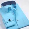Men's Casual Shirts Party French Cuffs Mens Dress Long Sleeve Social Fomal Male Clothing Solid High Quality Slim Fit