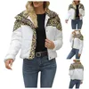 Trench da donna Winter Zipper Parka con cappuccio per donna Plus Size Giacca in cotone con stampa leopardata Tasca larga 2023