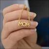 Pendant Necklaces Stainless Steel Letter Mom Necklace Mothers Love Minimal Sier Gold Rose Colors Jewelry For Moms Drop Delivery Penda Otfed