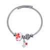 Bangle Fashion Jewelry Frauengeschenk Hochwertiges Glasperlen Kleeblatt herzförmige Retro-Stahldraht Open Ring Edelstahlarmband