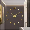 Настенные часы 48 большие 3D DIY Clock Modern Design Silent Big Digital Acryl Self -Adhesive Sticker для декора в гостиной Decl