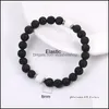 Beaded Strands Fashion 8Mm Lava Stone Beaded Bracelets Energy Healing Nce Black White Beads Bracelet For Women Men Adjustable Elast Otcht