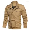 Men's Jackets Autumn Men Spring Cargo Jacket Multi-Pocket Outdoor Military Style Loose Outerwear Large Size Coat Male