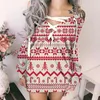 Women's Hoodies Sweatshirts 2023 Kerst Sweatshirt Cartoon Kerstman Kerstmisprint Winter Vrouwen Kleding Lange mouw Crewneck Kawaii