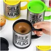 Mugs Self Stirring Coffee Cup 400Ml Matic Mixing Tea Stainless Steel Drinking Mug Electric Mixer Drop Delivery Home Garden Kitchen D Dh8Yn