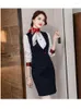 Robes de travail costumes d'affaires ensembles jupe et gilet uniformes de bureau Styles dames gilet bleu marine femmes