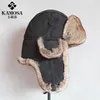 Bérets B-8484 Bomber Chapeau Rex Fourrure Trappeur Chapeaux Neige Ski Caps Russie Ushanka Oreille Rabat Étanche Cap