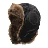 Berets Gloves Scarf Set Men Winter Earflaps Lamb Leather Hats Outdoor Motorcycle Unisex Ski Cap Outside