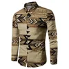 Camisas casuais masculinas Men Slim Fit Print Print Ethnic Folk Shirt