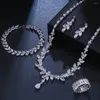 Set di orecchini e collana con zirconi Emmaya, 4 pezzi di anelli e bracciale con zirconi cubici brillanti, accessori per abiti da sposa