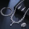 Halsband örhängen set emmaya zircons 4st lysande kubisk zirkonring och armband bröllop brudklänning tillbehör