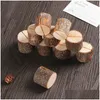 Nyhetsartiklar Trähögnamn Placera kort P o Meny Holder Table Natural Tree Stump Form Number Clip Stand Party Wedding Decoration Dr DH4LZ