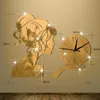 Wandklokken 3d grote acryl spiegel sticker klok modern ontwerp diy simple relj paret siliende gigantische horloge woonkamer decor hall