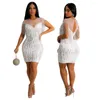 Casual Dresses 2023 Ladies Fashion Sexy Evening Gown Party Bead Wrap Buttocks Dress